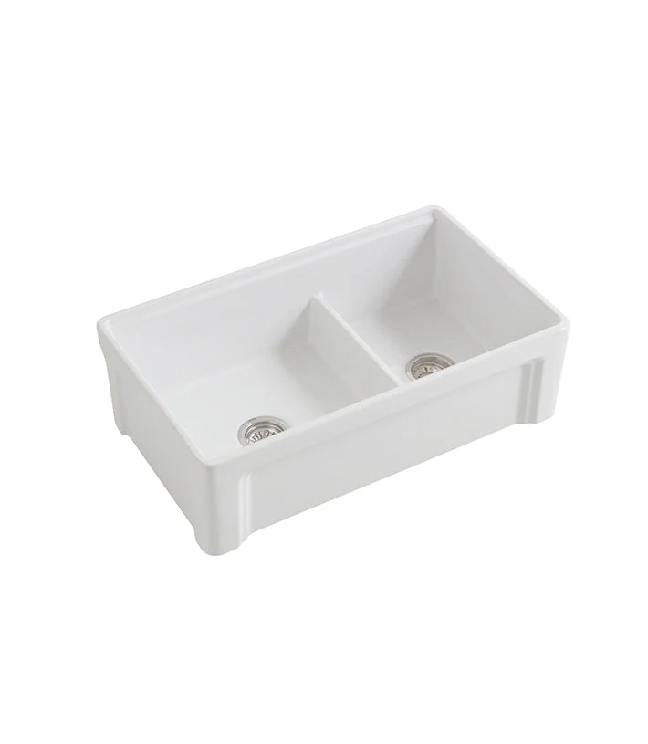 Parisi Cornice Double Bowl Sink 840mm - White Gloss
