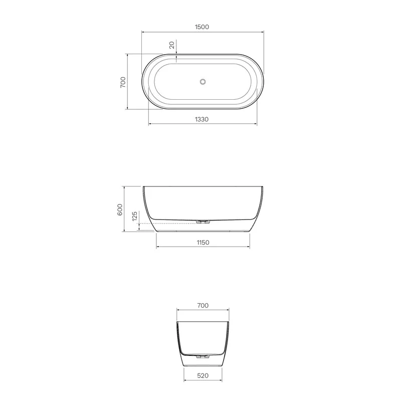 Parisi Elli II 1500 / 1700 Freestanding Bath - Image 3