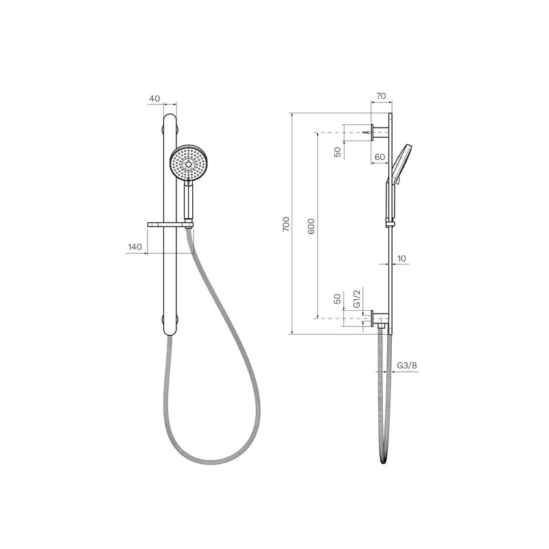 Parisi Elli II Sliding Rail with Hand Shower - Chrome - Image 2