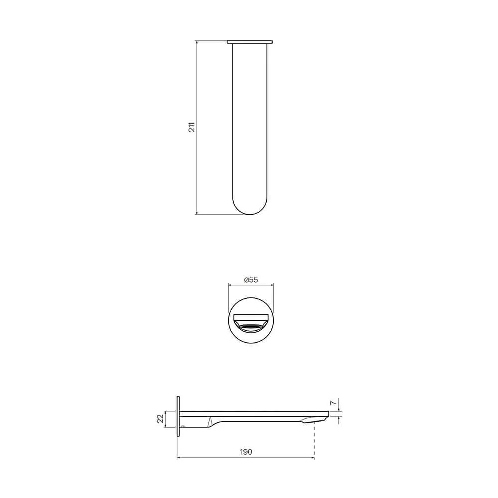 Parisi Elli II Wall Bath Spout 190mm - Matt Bronze - Image 2