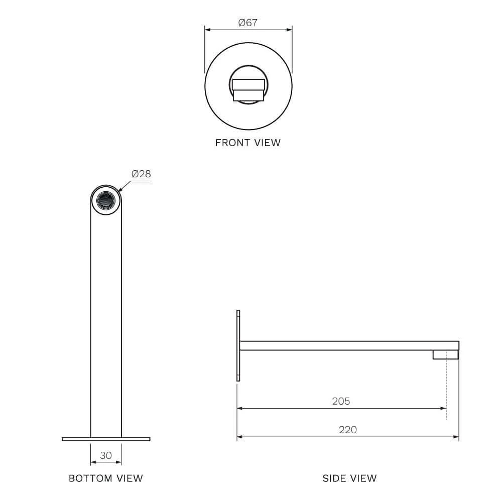 Parisi Ellisse II Wall Spout 220mm - Brushed Nickel - Image 2