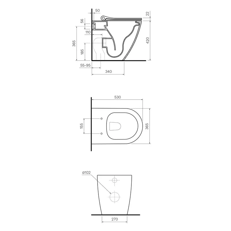 Parisi Ellisse MKII Rimless Wall Faced Pan with Pressalit Seat - Image 2