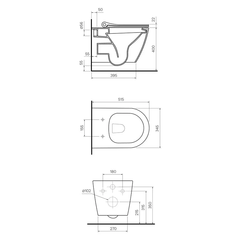 Parisi Ellisse MKII Rimless Rimless Wall Hung Pan with Pressalit Seat - Image 2