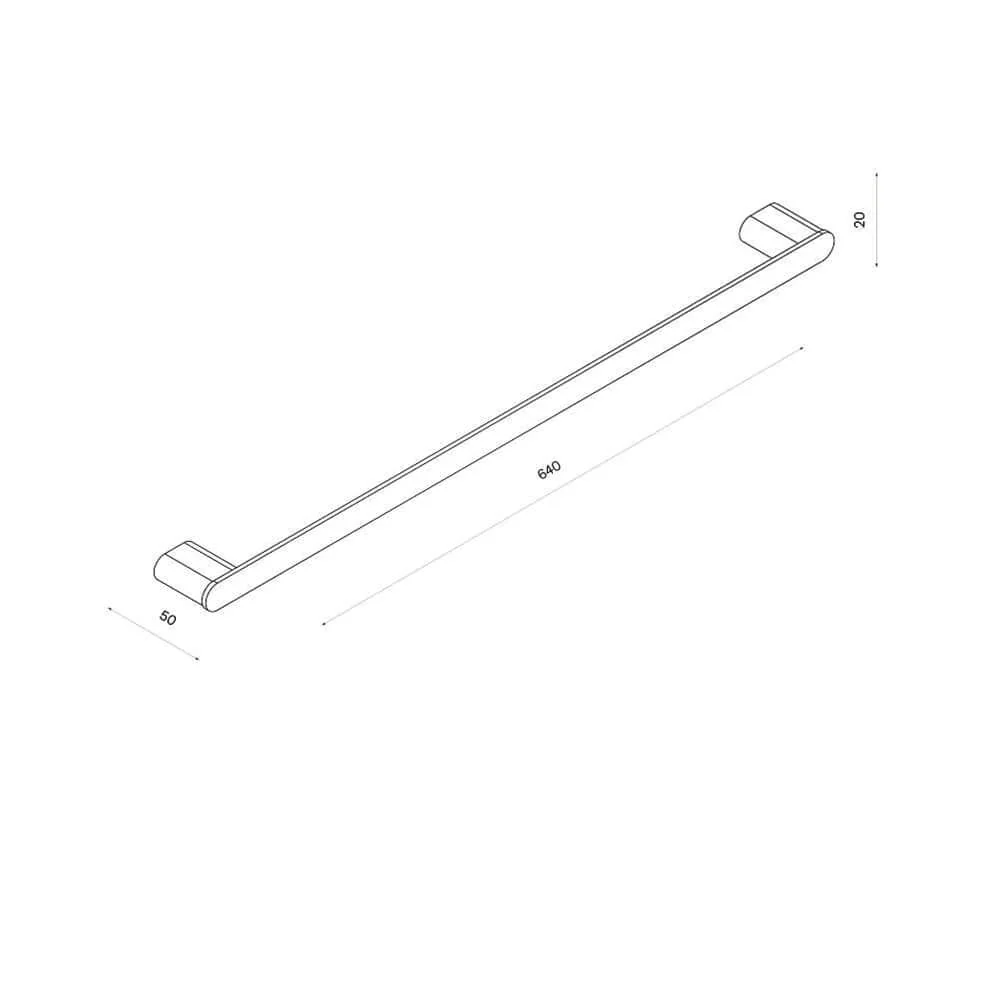 Parisi Ellisse Single Towel Rail 640mm Slimline - Chrome - Image 2