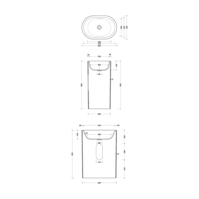 Parisi Ellisse Stonetec Column Basin - Image 2
