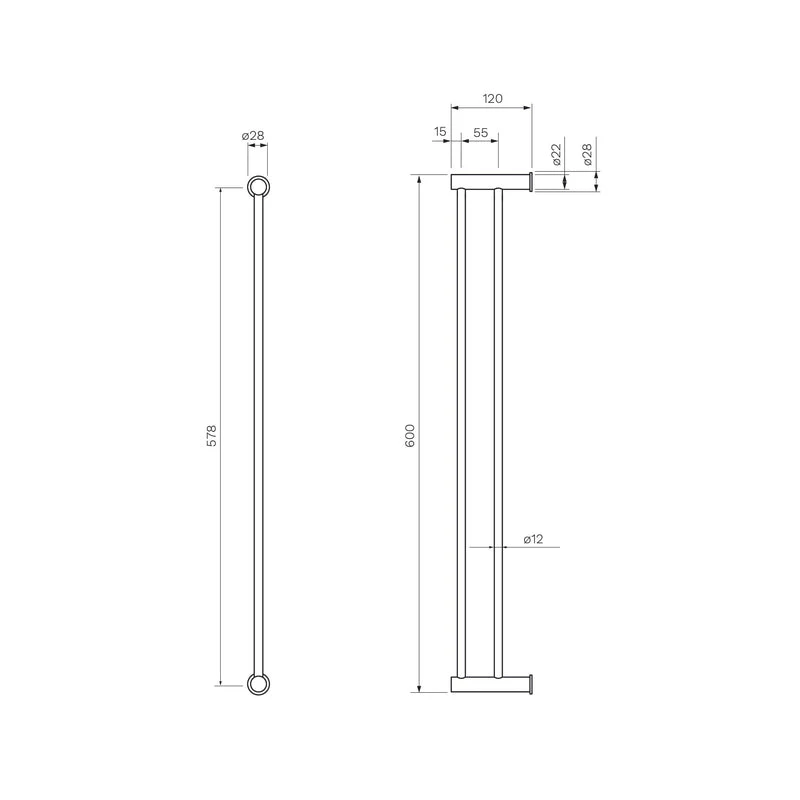 Parisi Envy 600mm Double Towel Rail - Brushed Nickel - Image 2