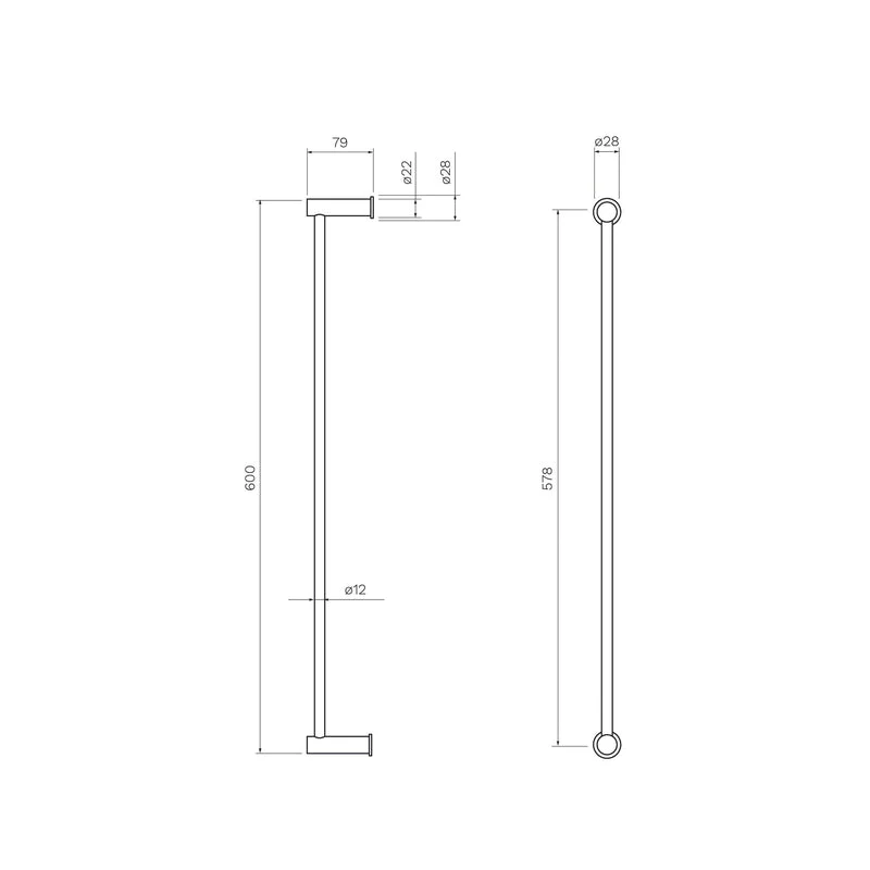 Parisi Envy 600mm Single Towel Rail - Chrome - Image 2