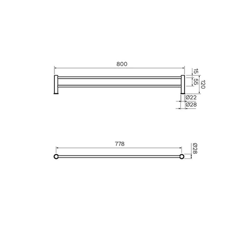 Parisi Envy 800mm Double Towel Rail - Matt Bronze - Image 2