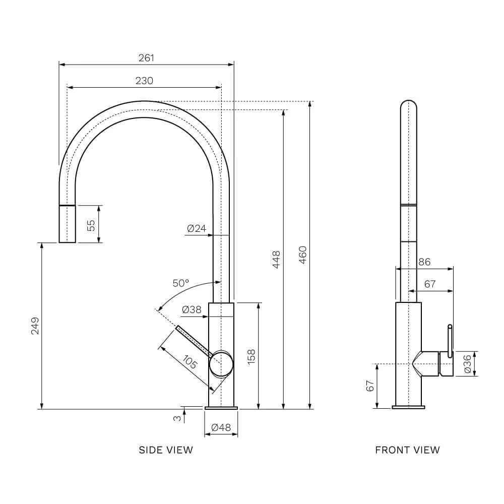 Parisi Envy II Arch Kitchen Mixer with Pull-out Spray - Chrome - Image 2