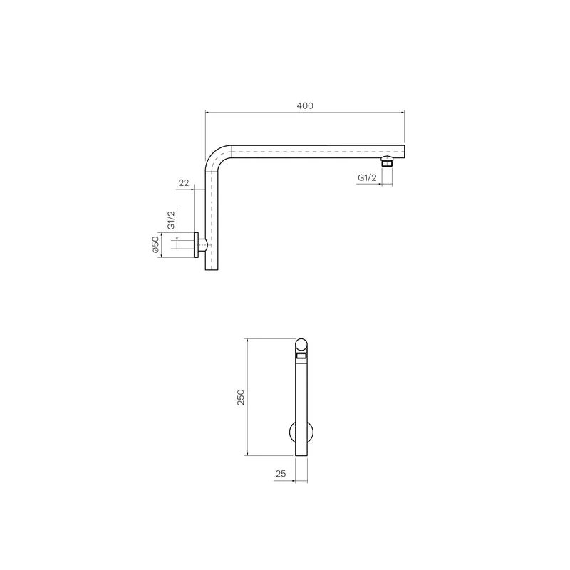 Parisi Envy II High Rise Shower Arm - Chrome - Image 2