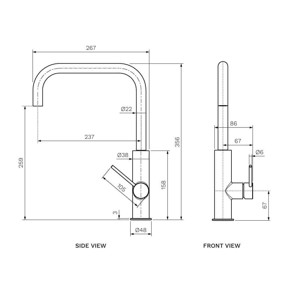 Parisi Envy II Kitchen Mixer with Square Spout - Matt Bronze - Image 2