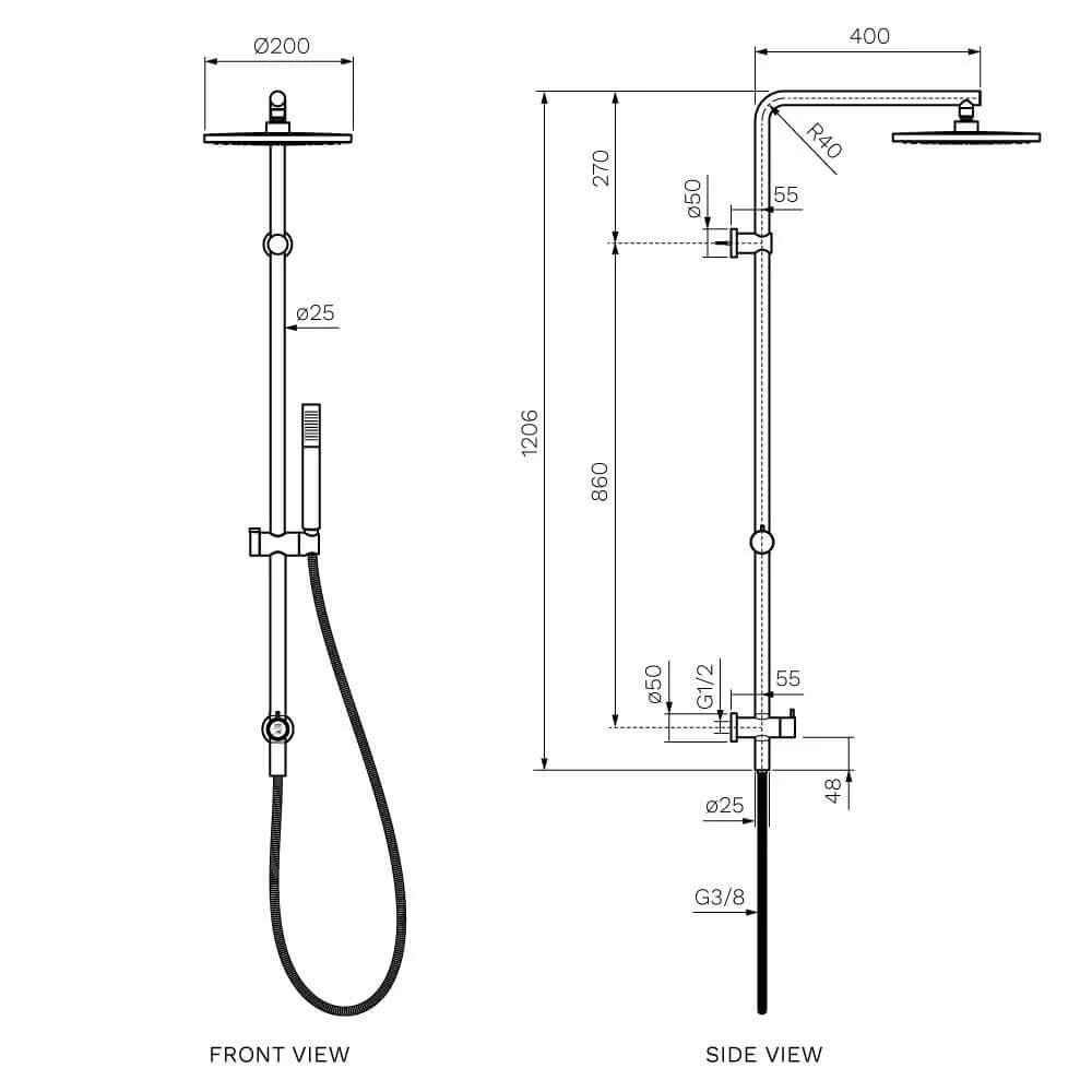 Parisi Envy II Shower Column with Sliding Rail & Turn Diverter - Matt Bronze - Image 2