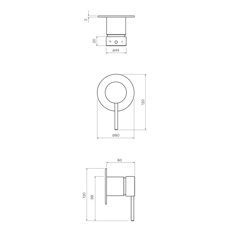 Parisi Envy II Wall Mixer Matt Black - Image 2