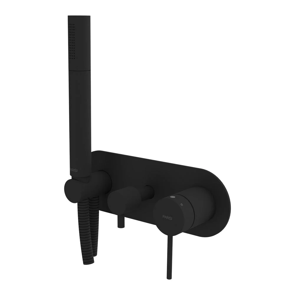 Parisi Envy II Wall Mixer with 3-Way Diverter and Handshower - Matt Black