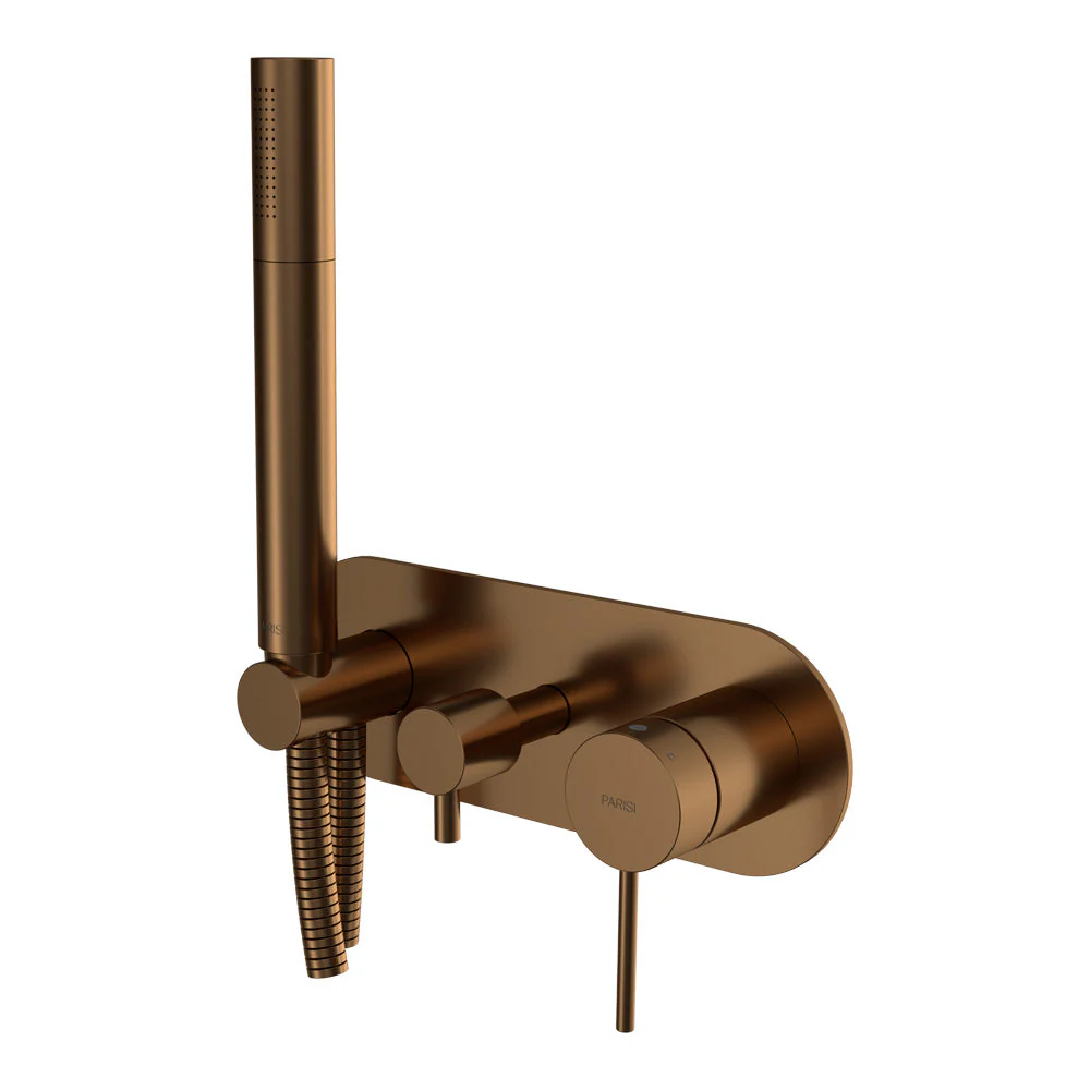Parisi Envy II Wall Mixer with 3-Way Diverter and Handshower - Matt Bronze