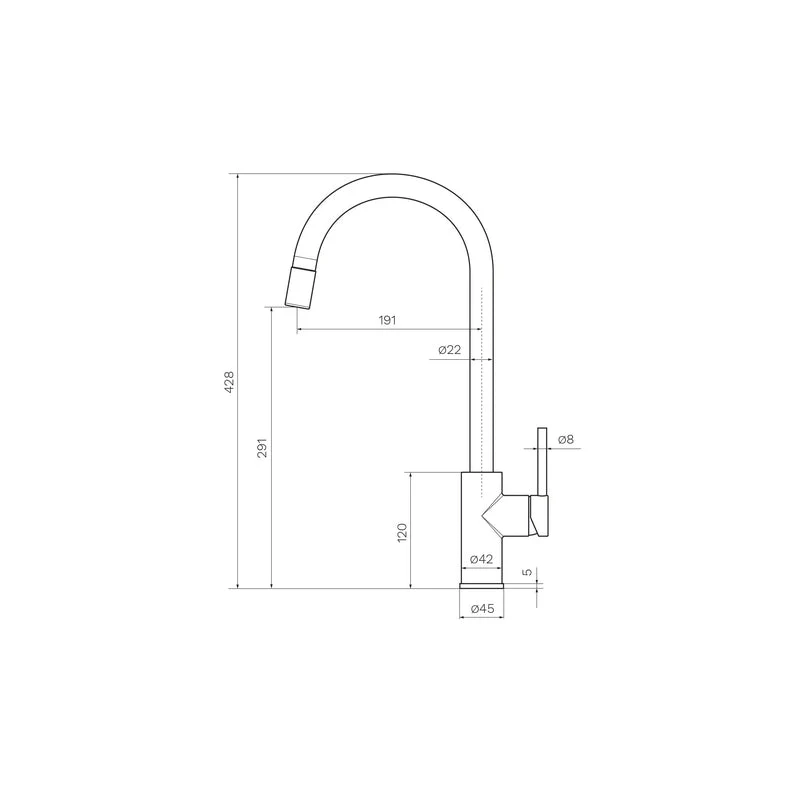Parisi Envy Kitchen Sink Mixer with Round Spout Pull Out Spray - Brushed Brass - Image 2