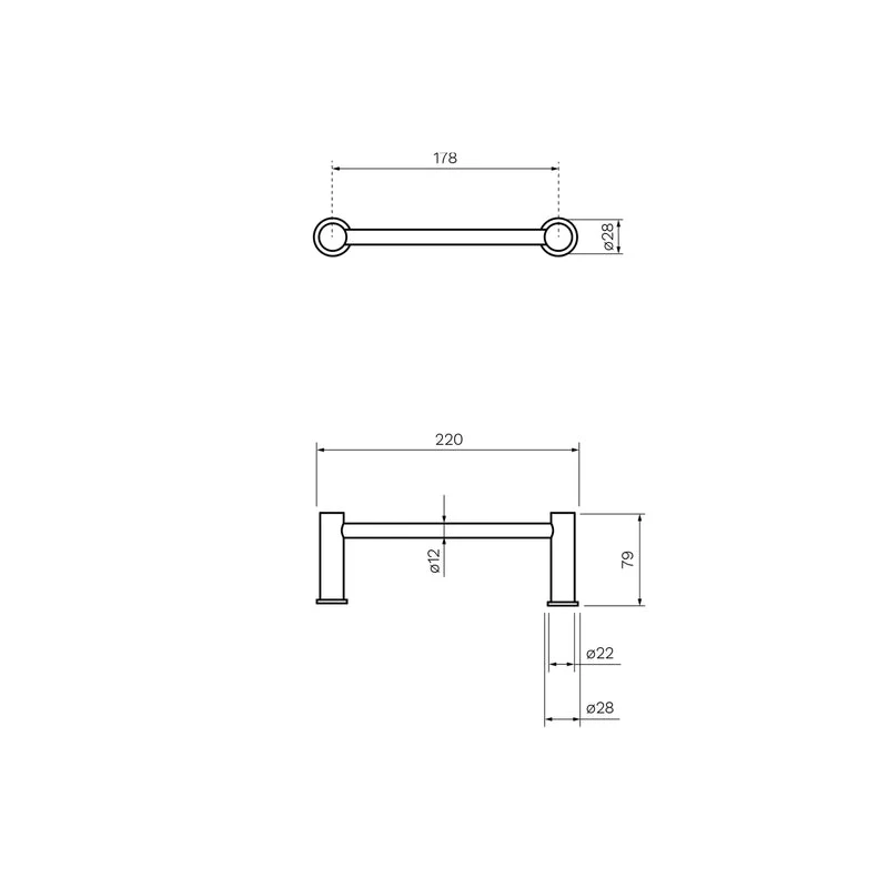 Parisi Envy Single Towel Rail 220mm - Brushed Nickel - Image 2