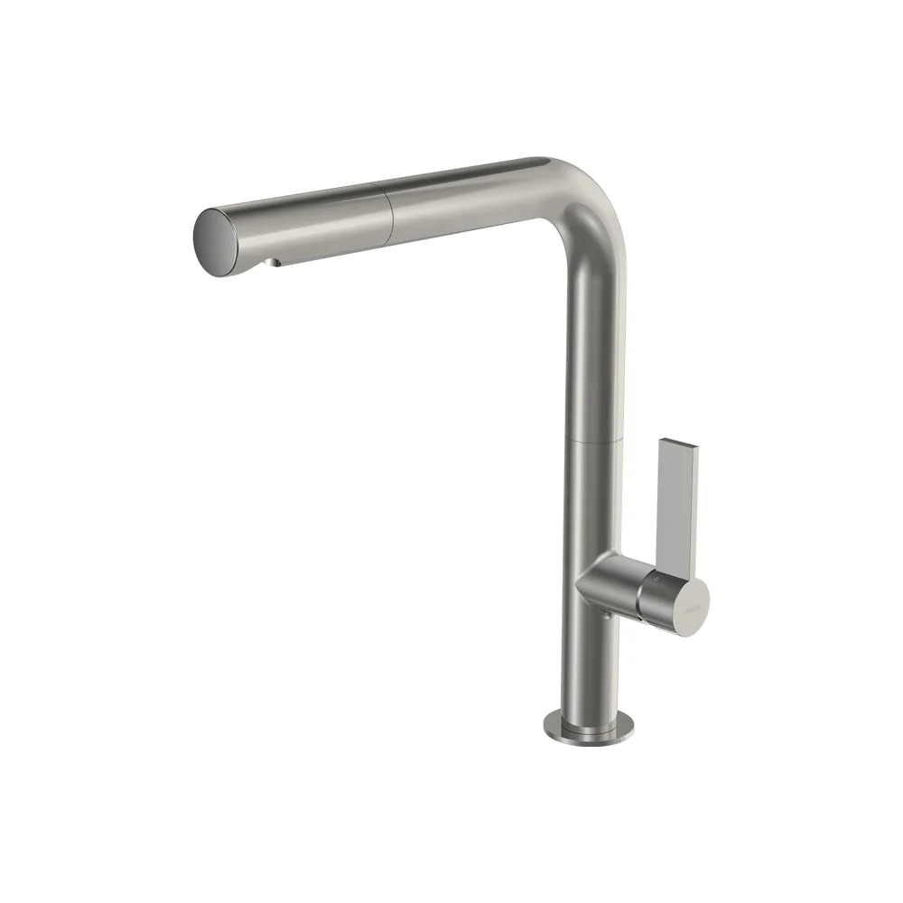 Parisi Ergo 30 Kitchen Mixer with Straight Spout and Pull Out Spray - Brushed Nickel
