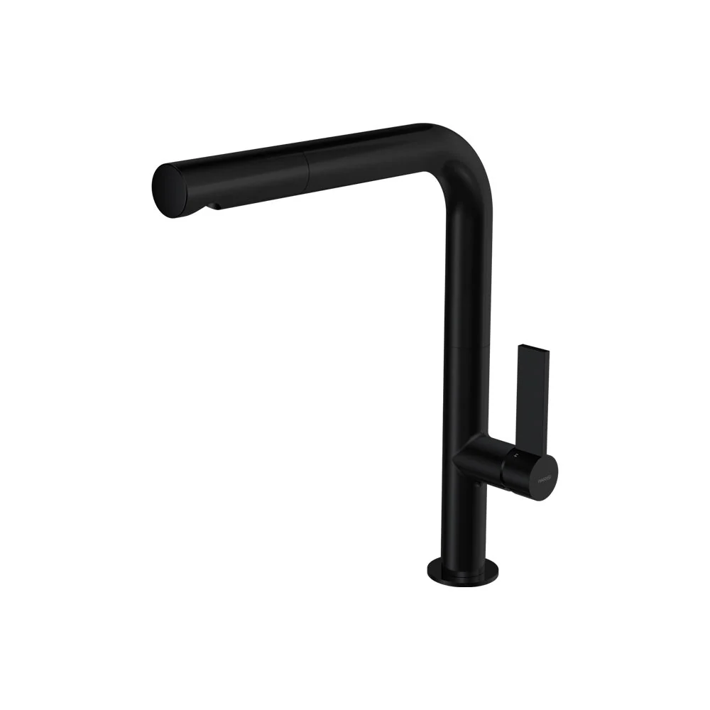 Parisi Ergo 30 Kitchen Mixer with Straight Spout and Pull Out Spray - Matt Black