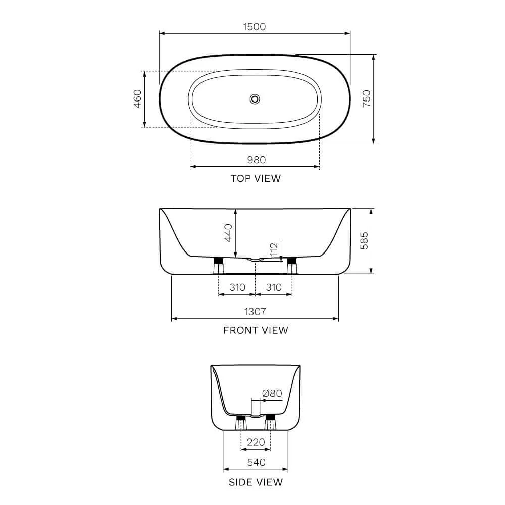 Parisi Float 1500mm Freestanding Bath - Image 2