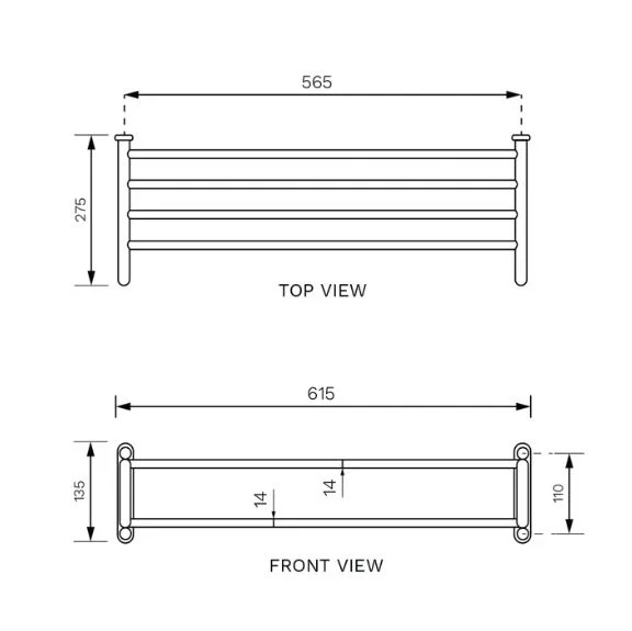 Parisi Hermitage Towel Rack 615mm - Chrome - Image 2