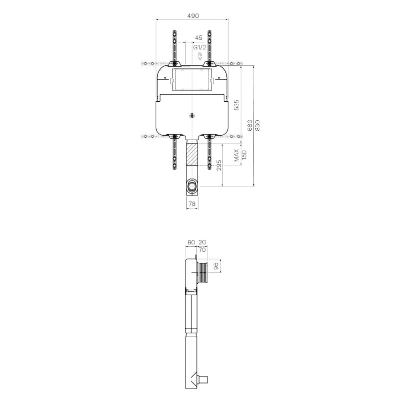 Parisi Inwall Concealed Toilet Cistern - Pneumatic - Image 2