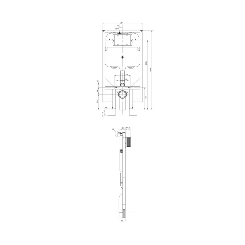 Parisi Inwall Concealed Cistern with Metal Frame (Pneumatic) - Image 2
