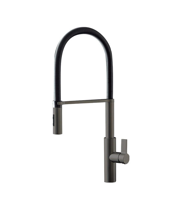 Parisi Libera Kitchen Mixer with Black Spring Spray - Carbon Satin