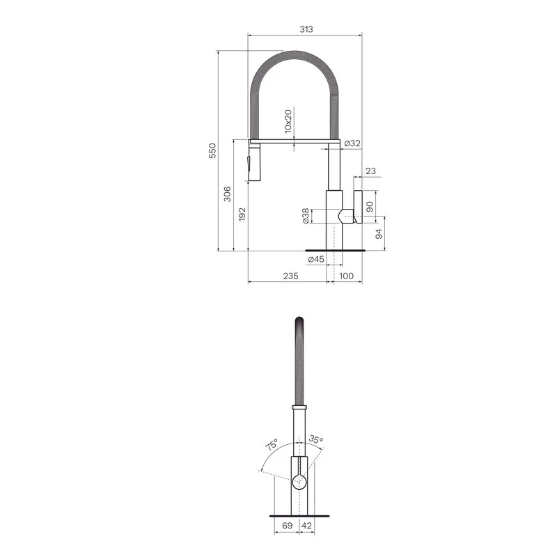 Parisi Libera Kitchen Mixer with Black Spring Spray - Copper Glossy - Image 2
