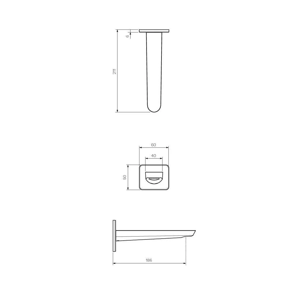 Parisi Loom Wall Bath Spout 180mm - Brushed Brass - Image 2