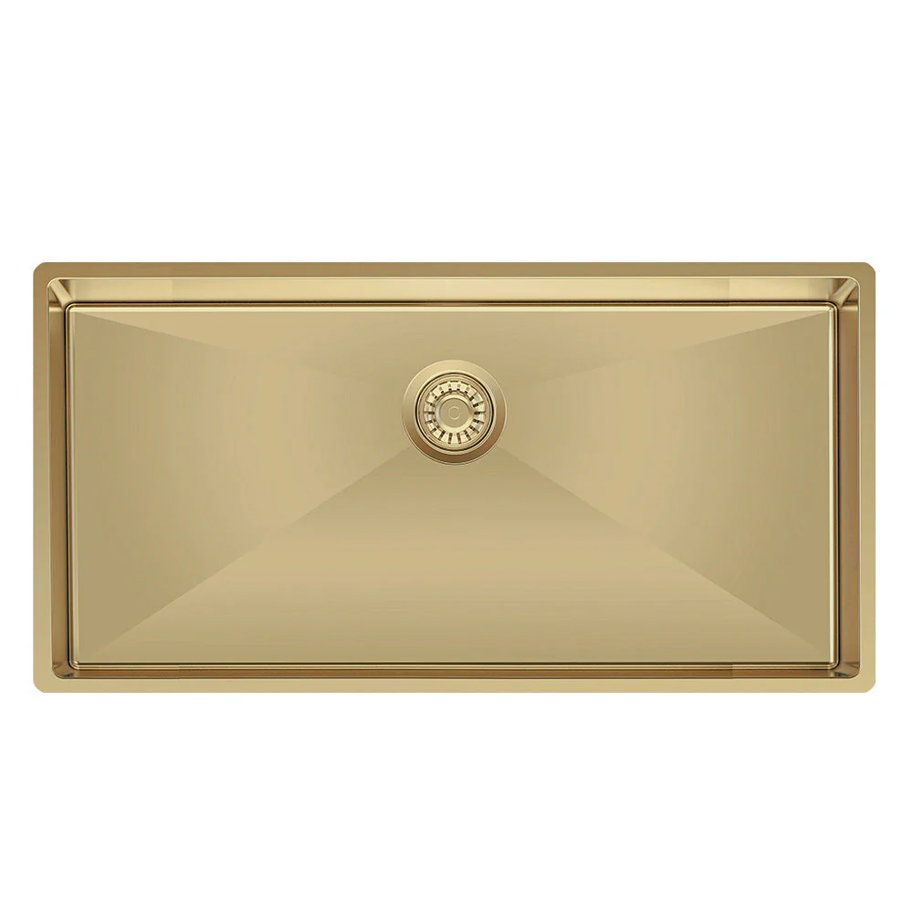 Parisi Quadro Sink Deep Single Bowl 865mm - Brushed Brass