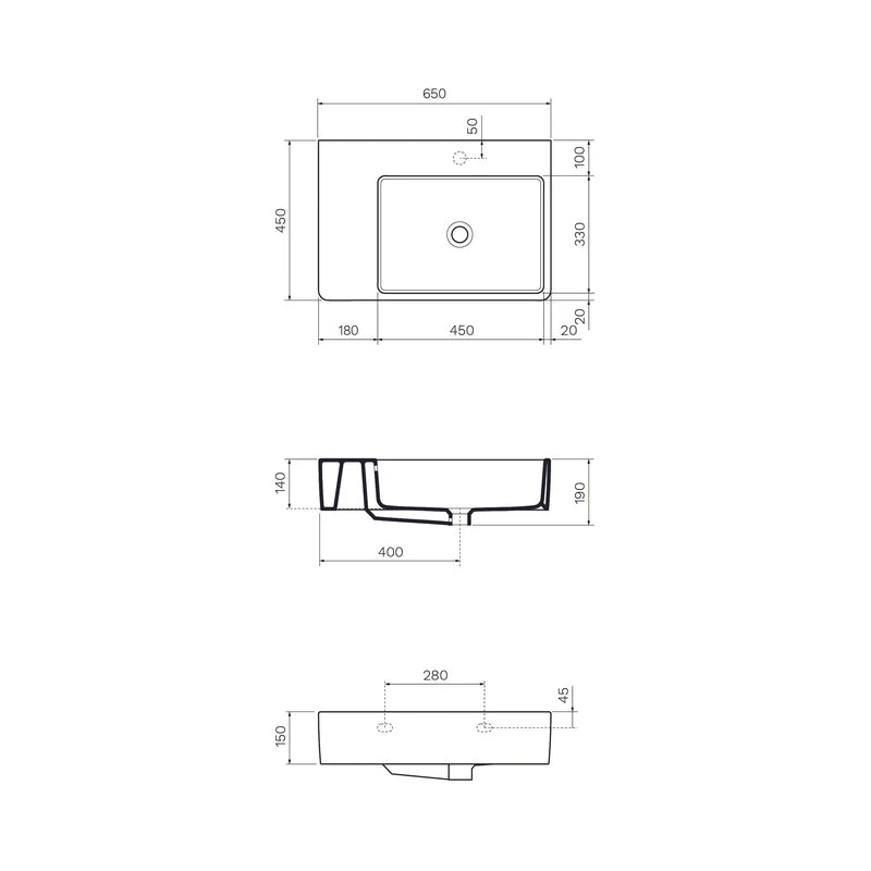 Parisi Quasar 65 Bench Basin with Left Hand Shelf - Image 3