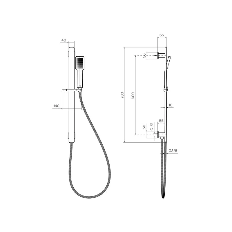 Parisi Quasar II Sliding Rail with Hand Shower - Brushed Nickel - Image 2
