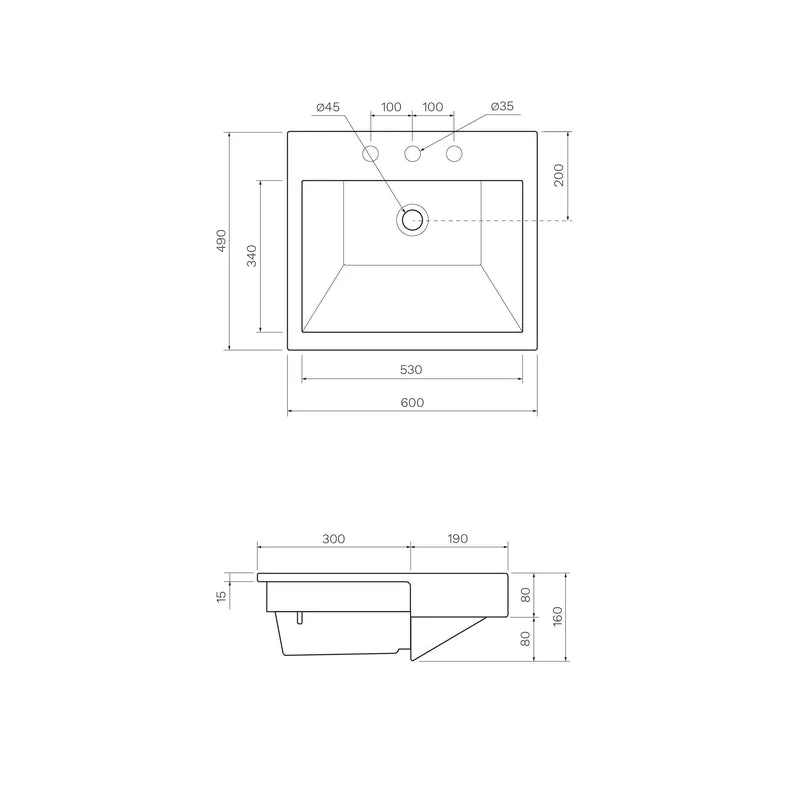 Parisi Quasar Semi Recessed Basin with Tap Landing - Image 2