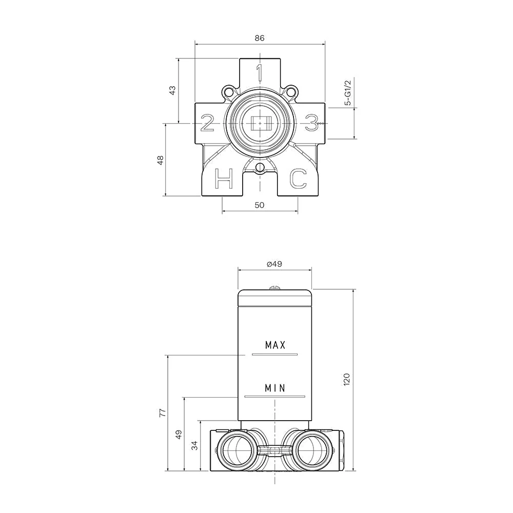 Parisi Recessed Shower/Bath Mixer Body ON-OFF - Image 2