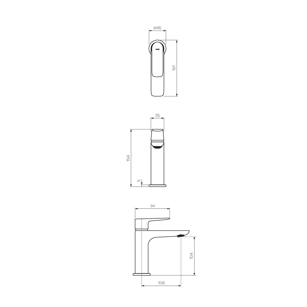 Parisi Slim II Basin Mixer - Brushed Brass - Image 2