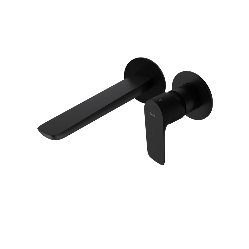 Parisi Slim II Wall Mixer with 190mm Spout (Individual Flanges) - Matt Black