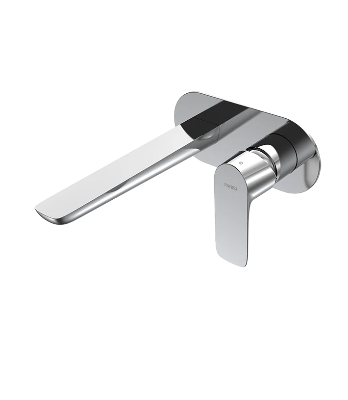 Parisi Slim II Wall Mixer with 190mm Spout on Elliptical Plate - Chrome