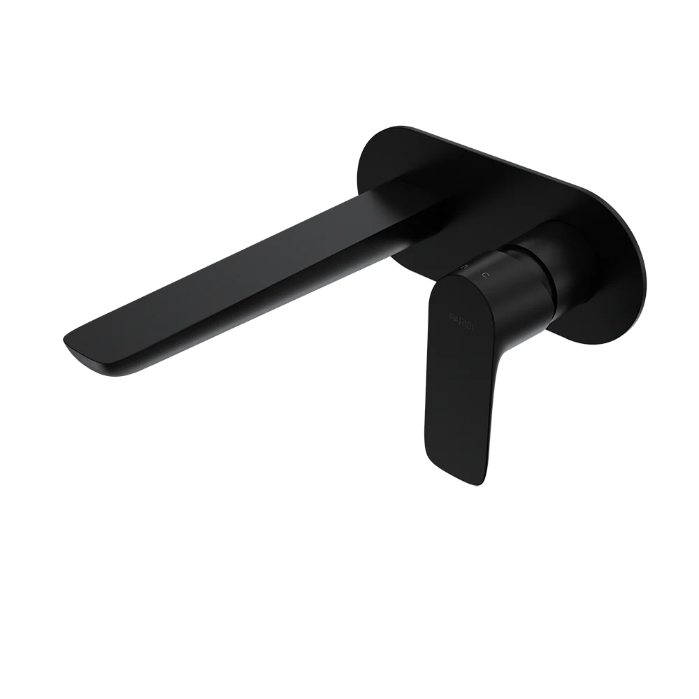 Parisi Slim II Wall Mixer with 190mm Spout on Elliptical Plate - Matt Black
