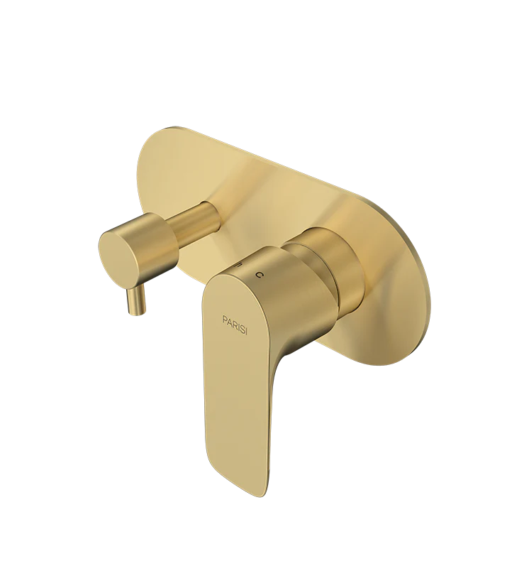 Parisi Slim II Wall Mixer with 2-Way Diverter - Brushed Brass