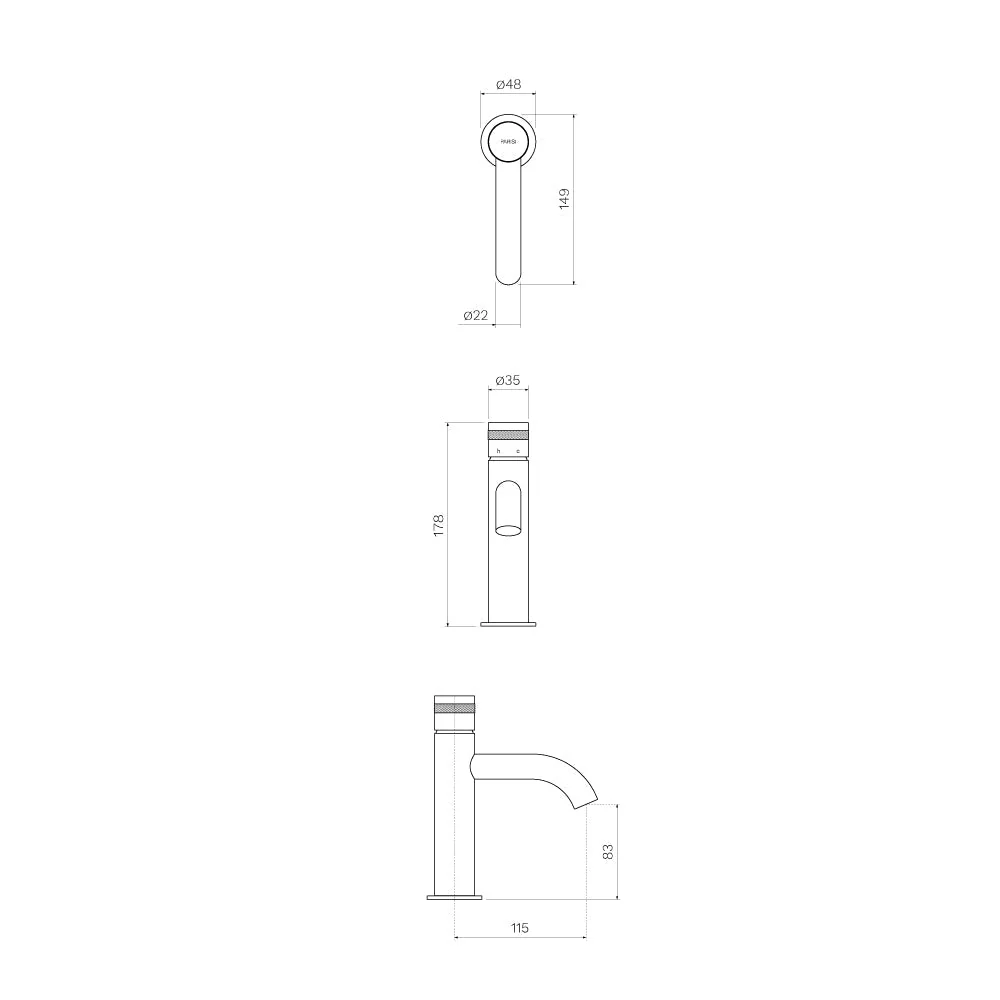 Parisi Todo II Basin Mixer with Curved Spout - Brushed Brass - Image 2