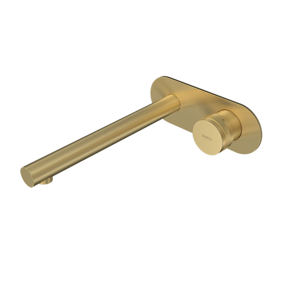 Parisi Todo II Wall Mixer with 220mm Spout on Elliptical Plate - Brushed Brass