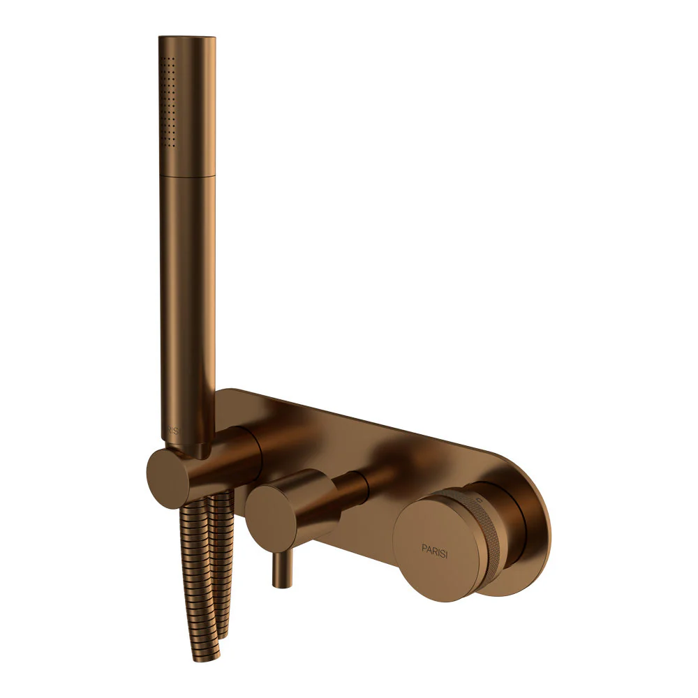 Parisi Todo II Wall Mixer with 3-Way Diverter and Handshower - Matt Bronze