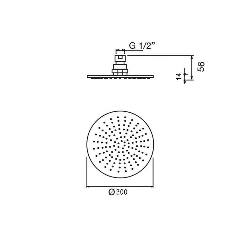 Parisi Tondo ABS Round Shower Head 300mm - Matt Black - Image 2