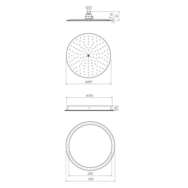 Parisi Tondo Ceiling Shower 300mm - Image 2