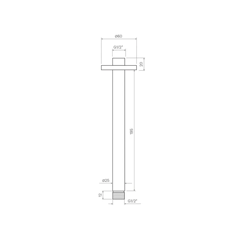 Parisi Tondo Ceiling Shower Arm 200mm - Chrome - Image 2