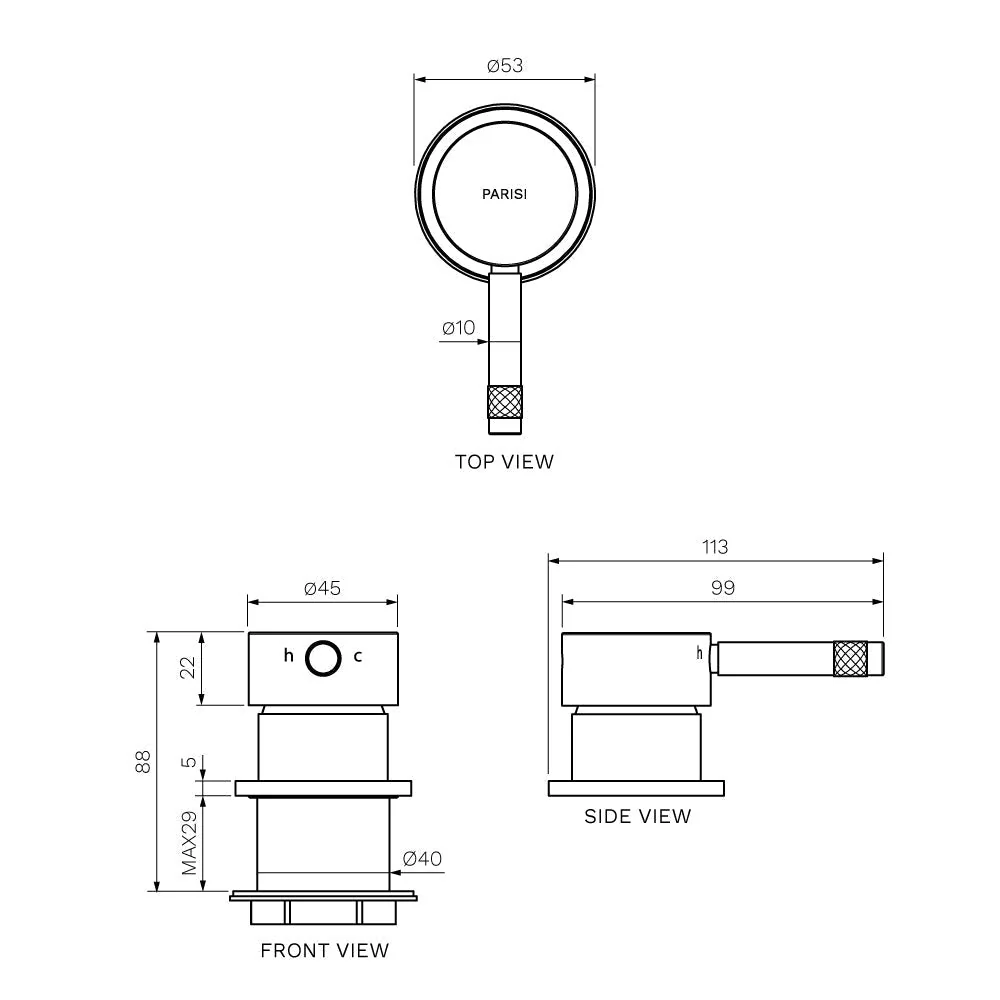 Parisi Tondo II Hob Mixer - Brushed Brass - Image 2