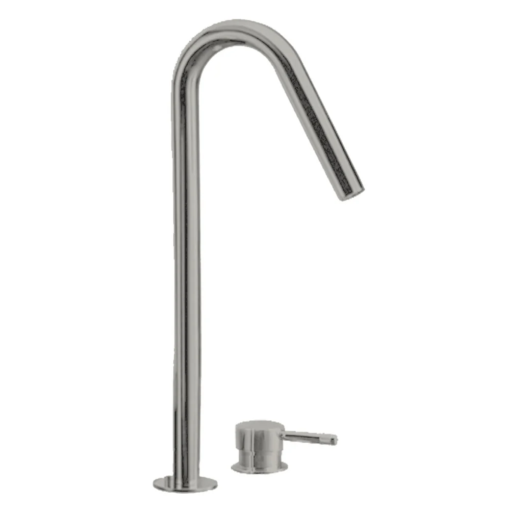 Parisi Tondo II Hob Mixer with Gooseneck Swivel Spout - Brushed Nickel