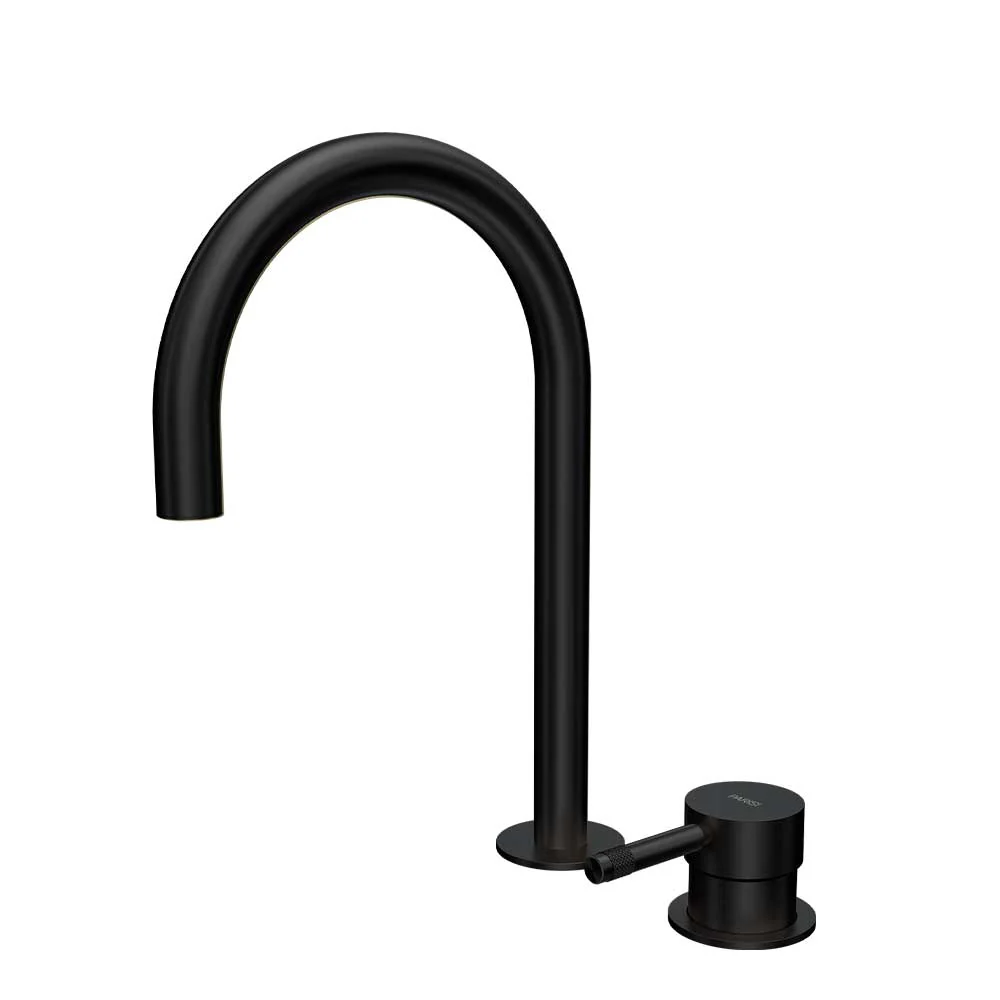 Parisi Tondo II Hob Mixer with Round Swivel Spout - Matt Black