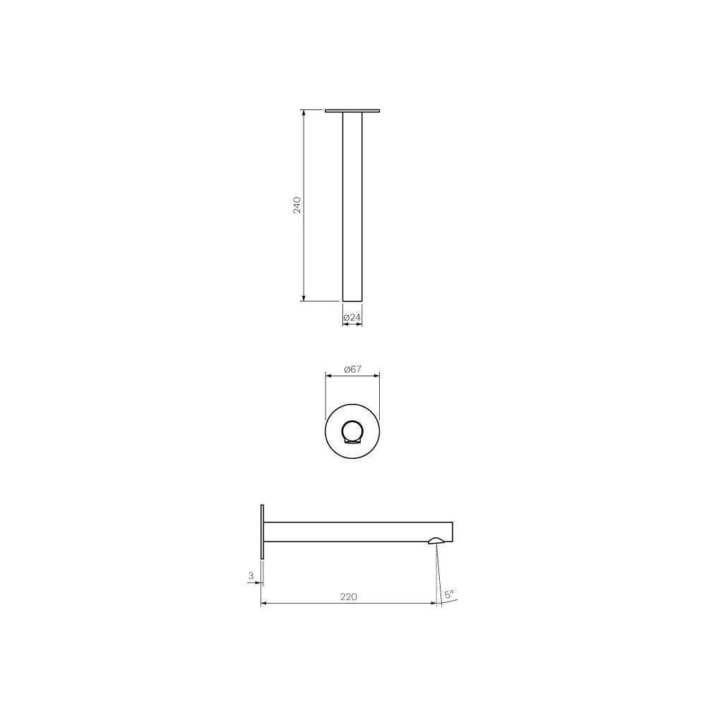 Parisi Tondo II Wall Bath Spout 220mm - Brushed Nickel - Image 2